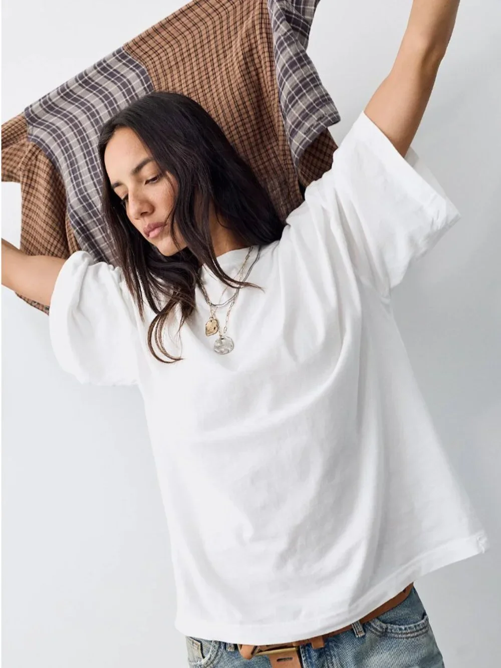 NWOT - Free People - We The Free Perfect Oversized Tee - White - Size Medium - Picture 1 of 6